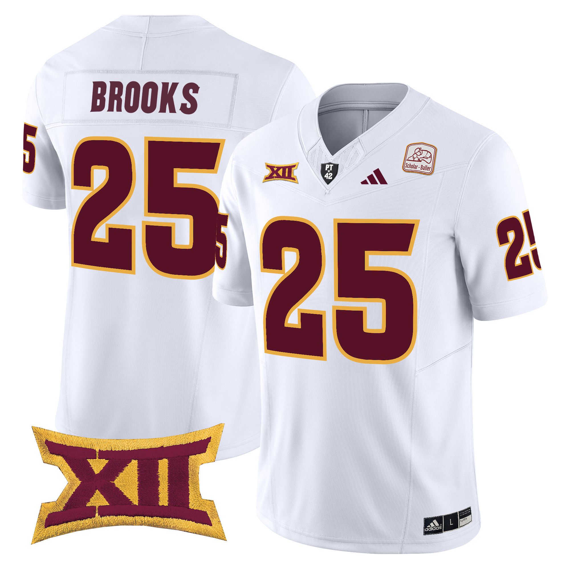 Men Arizona State Sun Devils #25 Brooks White Red 2024 Vapor Limited NCAA Jersey